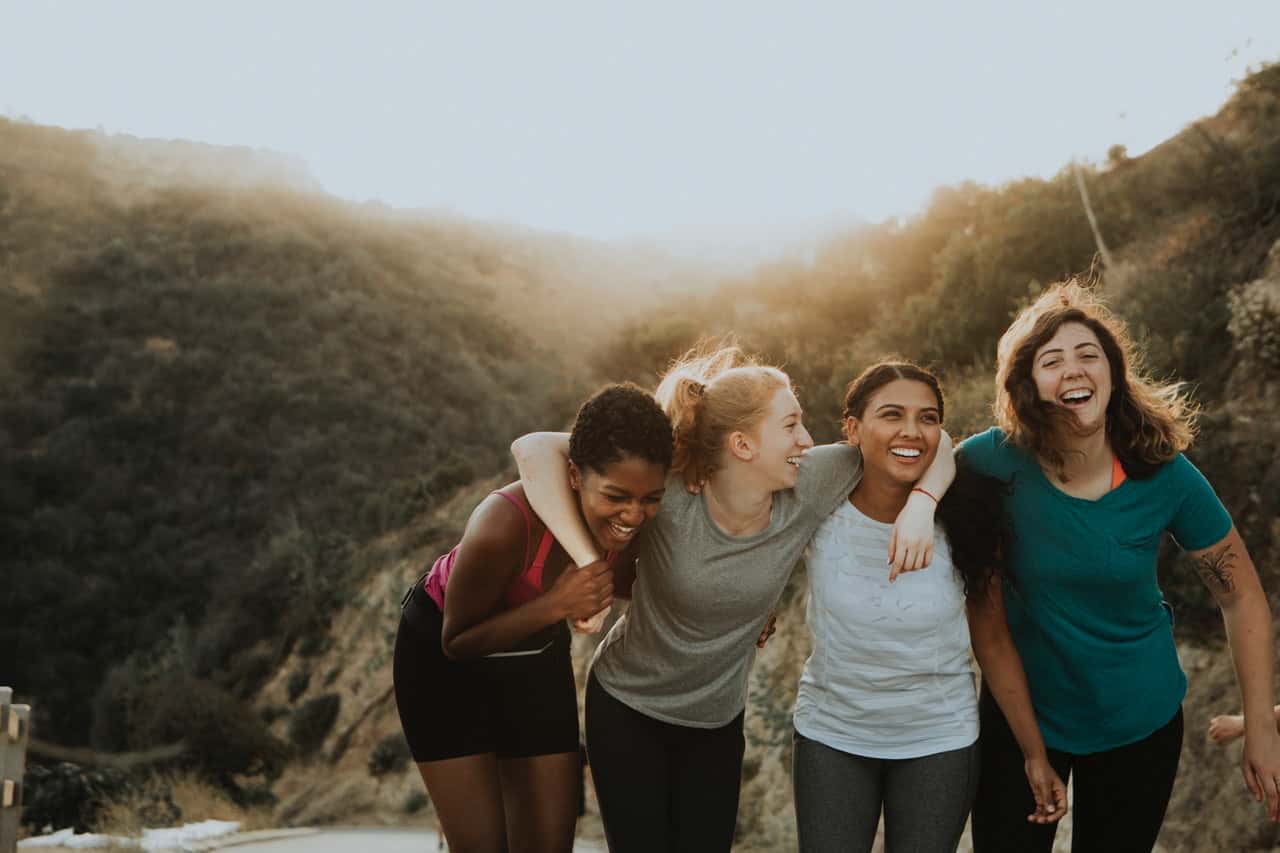 Group of Women hiking on a mountain