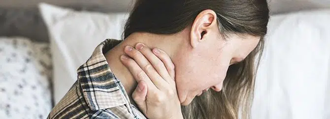 a girl walking up tired because of bad posture
